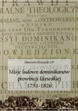 Misje ludowe dominikanów prowincji litewskiej 1751 1826