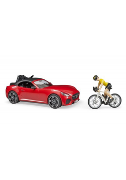 Bruder Auto Roadster czerwone z figurką i rowerem