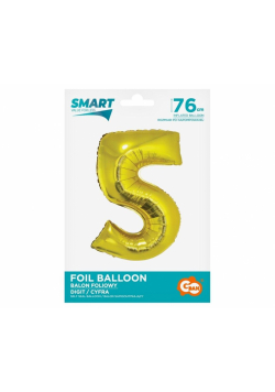 Balon foliowy cyfra 5 złota Smart 76cm