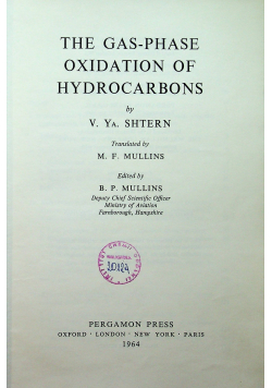 The gas phase oxidation of hydrocarbons