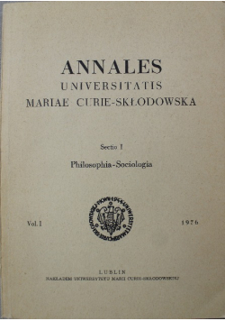 Annales Universitatis Mariae Curie Skłodowska Sectio I Philosophia Sociologia