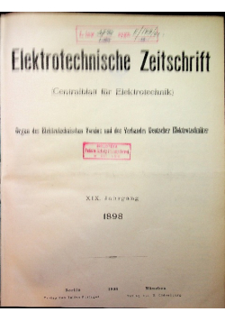 Elektrotechnische Zeitschrift 1898 r