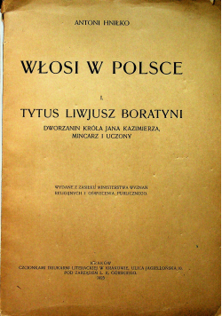Włosi w Polsce I Tytus Liwjusz Boratyni 1923 r