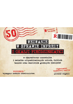 Zaproszenie Urodziny 50 ZA-107 (10szt.)