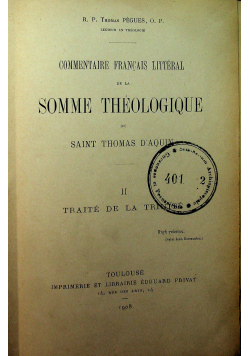Commentaire Francais litteral de la somme theologique de saint thomas d'aquin II 1908 r
