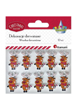 Guziki drewniane renifery 10szt
