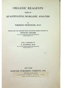 Organic reagents used in quantitative inorganic analysis 1940r