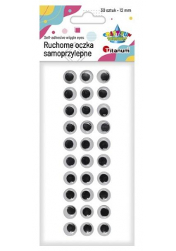 Oczy samoprzylepne bez rzęs 12mm okrągłe 30szt