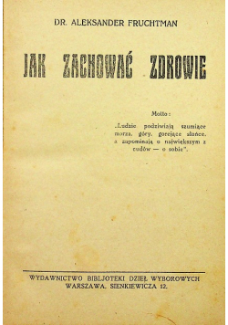 Jak zachować zdrowie 1927 r.