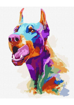 Malowanie po numerach - Doberman pop-art 40x50