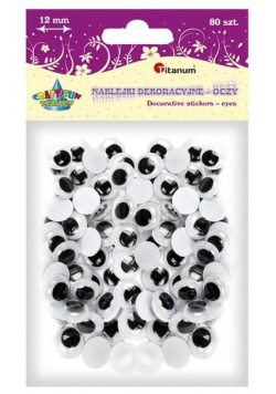 Oczy samoprzylepne bez rzęs 12mm okrągłe 80szt