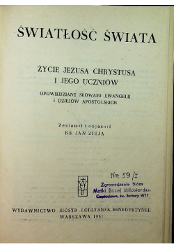 Światłość świata życie Jezusa Chrystusa i jego uczniów