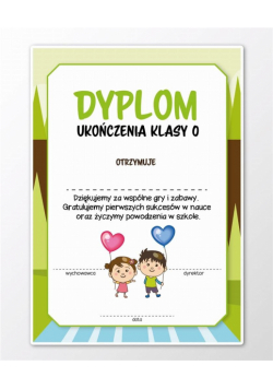 Dyplom A4 ukończenia zerówki 30szt