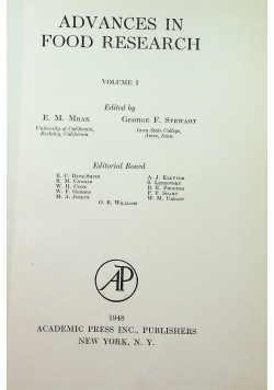 Advances in food research volume I 1948r
