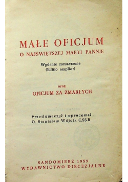 Małe Oficjum o Najświętszej Maryi Pannie