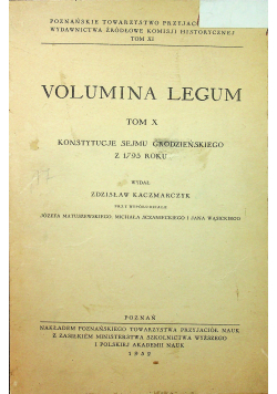 Volumina legum Tom X Konstytucje Sejmu Grodzieńskiego z 1793 roku