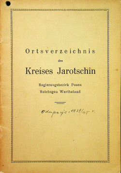 Ortsverzeichnis des Kreises Jarotschin 1945 r.