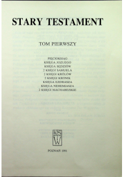 Pismo Święte Tom I Stary Testament