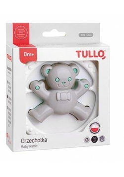 Grzechotka miś szaro-miętowy