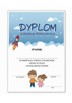 Dyplom A4 ukończenia przedszkola - Chmury 10szt