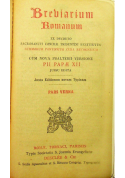 Berviarum Romanum Pars verna