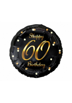 Balon foliowy B&C Happy 60 Birthday czarno-złoty