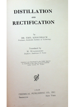 Distillation and rectification 1948 r