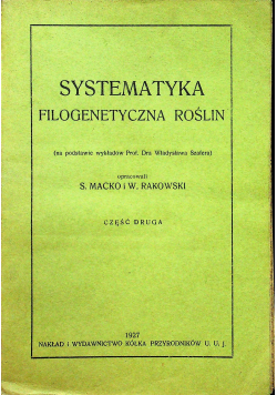 Systematyka filogenetyczna roślin część 2 1927r