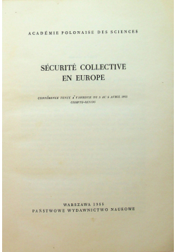 Securite collective en europe