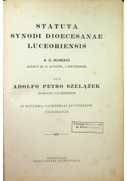Statuta synodi dioecesanae luceoriensis 1927 r.