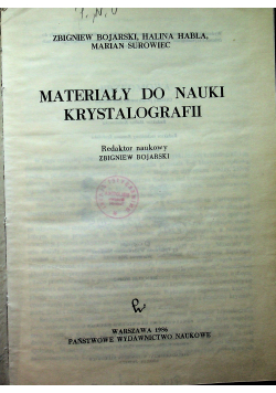 Materiały do nauki krystalografii