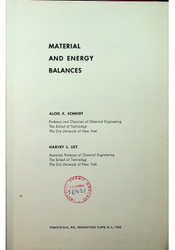 Material and energy balance