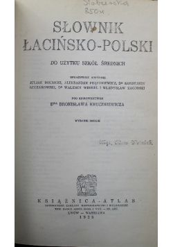 Słownik łacińsko polski do użytku dla szkół średnich 1925 r.