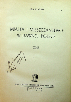 Miasta i mieszczaństwo w dawnej Polsce 1949 r.