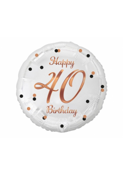 Balon foliowy Happy 40 Birthday biały 45cm