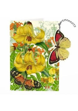 Karnet B6 i zawieszka z kopertą - Żółty motyl