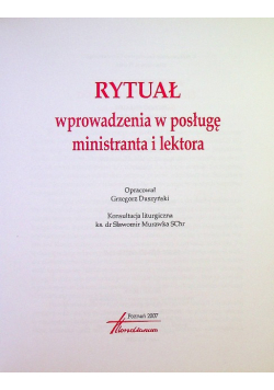 Rytuał wprowadzenia w posługę ministranta i lektora