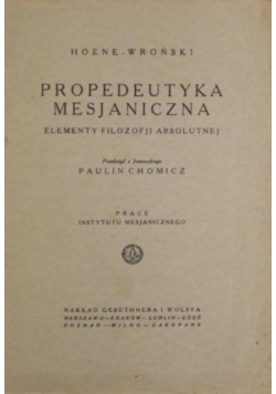 Propedeutyka mesjaniczna 1925 r