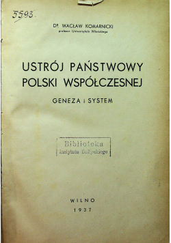 Ustrój Państwowy Polski Współczesnej 1937 r.