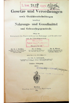 Gesetze und Verordnungen sowie Gerichtsentscheidungen Dritter Jahrgang 1911 r
