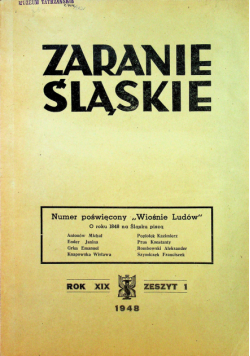Zaranie Śląskie Rok XIX Zeszyt 1 1948 r.