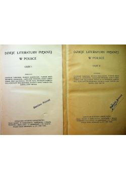 Dzieje literatury pięknej w Polsce część I i II  1918 r.