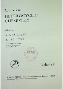 Advances in organic chemistry volume 8