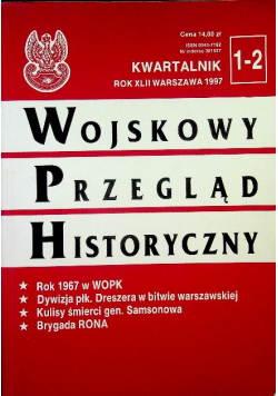 Wojskowy Przegląd Historyczny - kwartalnik 1 / 2 rok XLII 1997