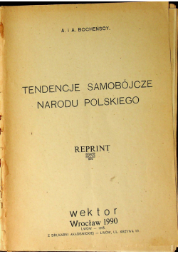 Tendencje samobójcze narodu polskiego Reprint z 1925 r.