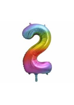 Balon foliowy B&C cyfra 2 tęczowa 85cm