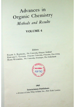 Advances in organic chemistry volume 4