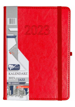 Kalendarz 2023 B6 dzienny Jazz czerwony ELEFANT