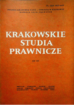 Krakowskie studia prawnicze rok XIII