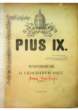Pius IX wspomnienie o ukochanym ojcu 1895 r